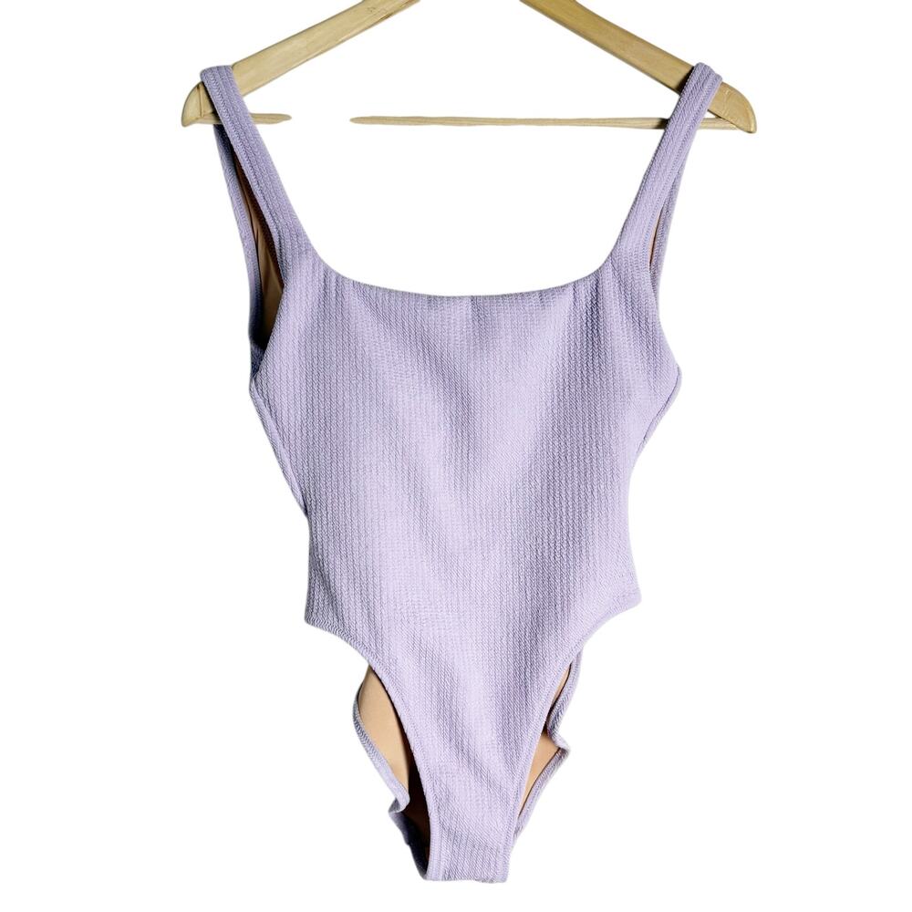 J.Crew Textured Square Neck Lilac Purple One Piece Swimsuit Size 2